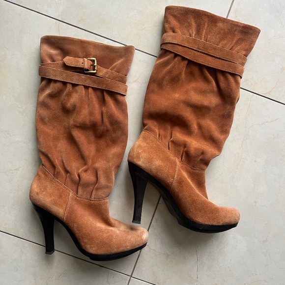 MK Burnt Cinnamon Suede Slouch Boots - Picture 1 of 11